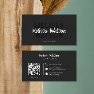 Urban minimal black QR code masculine  Business Card