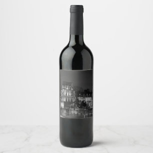 Urban, modern Parisian night life photo Wine Label