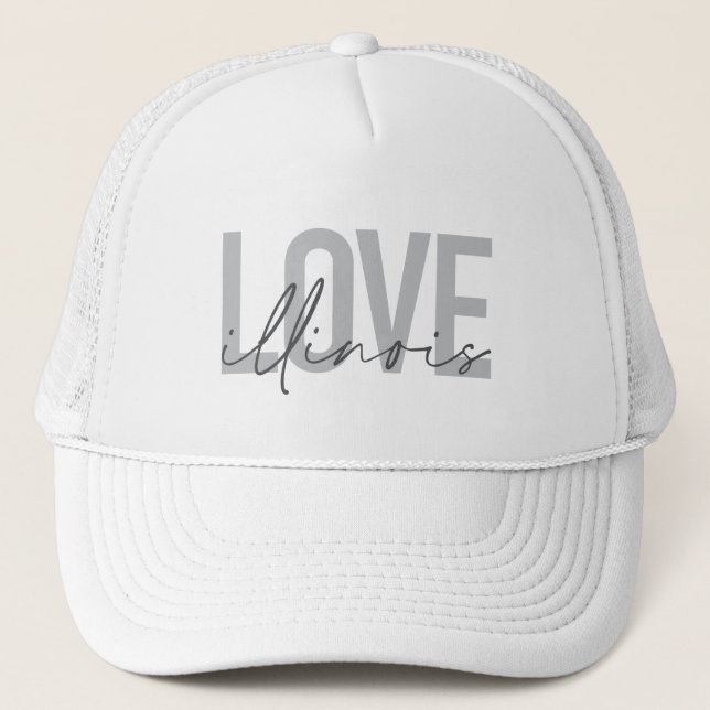 Urban, modern, simple, cool design Love Illinois Trucker Hat (Front)
