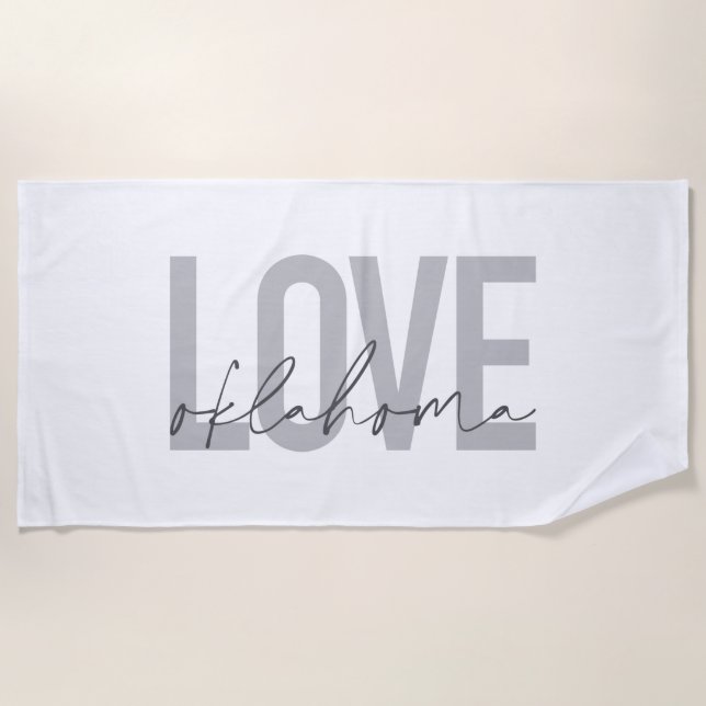 Urban, modern, simple, cool design Love Oklahoma Beach Towel (Front)