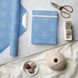 Urban Modern Tartan Western Blue Wrapping Paper