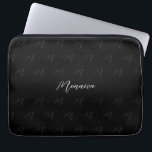Urban Monogrammed Black Elegant Script Laptop Sleeve<br><div class="desc">Digital Art</div>