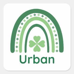 Urban Name Clover Boho Rainbow Square Sticker