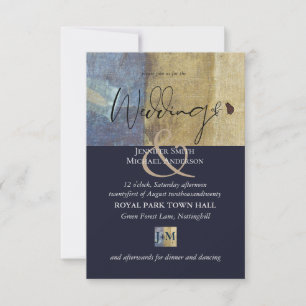 Urban Navy Blue Modern Budget Wedding Invites
