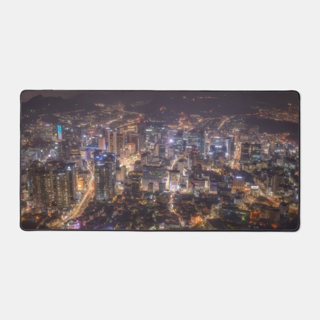 Urban Night Cityscape Office Desk Mat (Front)