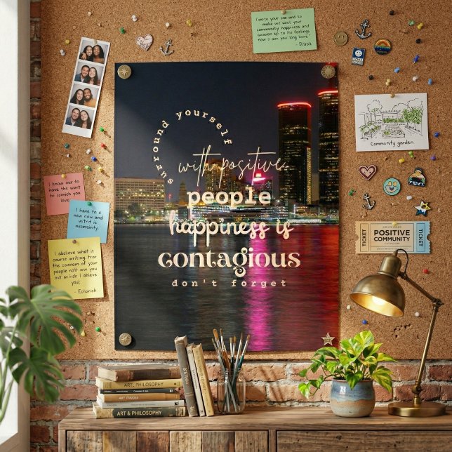 Urban Night Waterfront Text Art Poster (Glow with the city.)