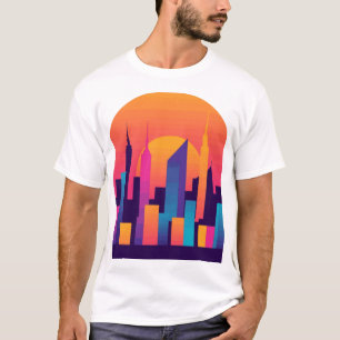 Urban Oasis: Stylised Cityscape Design T-Shirt