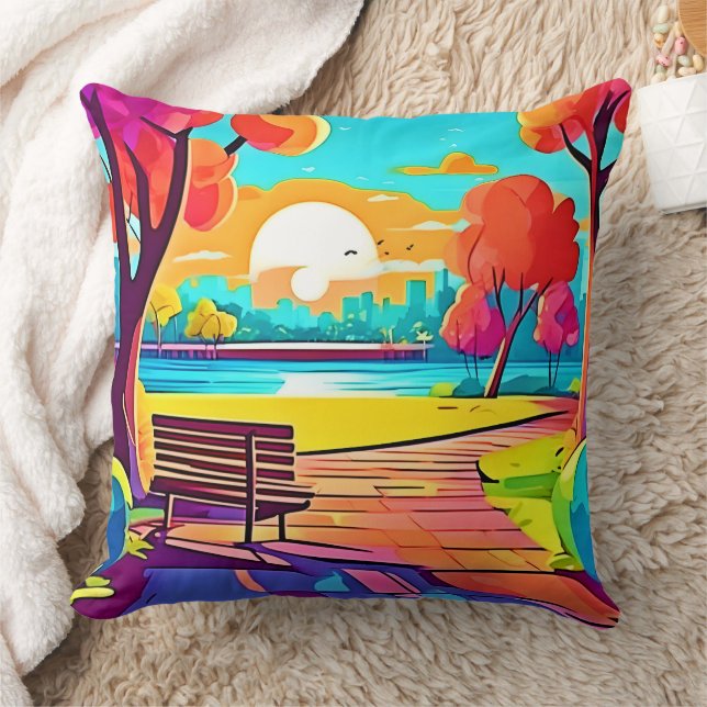 Urban Oasis Sunset Panorama Cushion (Blanket)