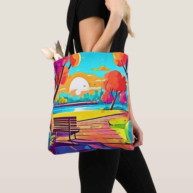Urban Oasis Sunset Panorama Tote Bag (Close Up)