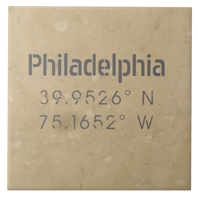 Urban Philadelphia Map Coordinates Tile (Front)