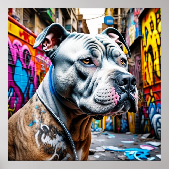 Urban Pitbull City Street Art Graffiti Poster (Front)