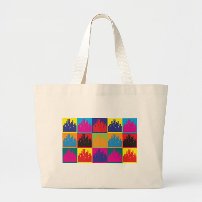Urban Planning Pop Art Large Tote Bag (Front)