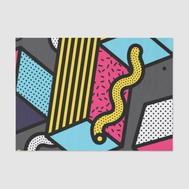 Urban Pop Art Abstract Geometric Lines and Dots Tissue Paper (Front)