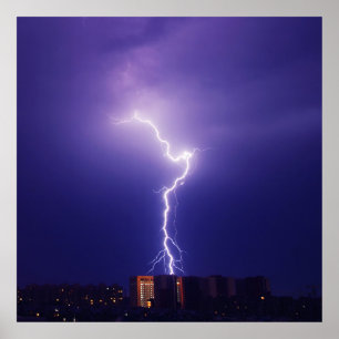 Urban Power Surge - Dynamic Lightning Bolt Over Ci Poster