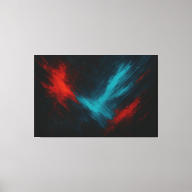 Urban Pulse – Abstract Red & Turquoise Canvas Art (Front)