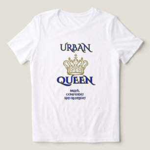 URBAN QUEEN BRAVE , CONFIDENT WOMEN'S WHITE/BLUE Tri-Blend SHIRT