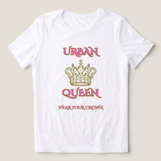 URBAN QUEEN , WEAR YOUR CROWN WHITE/PINK TRI-BLEND SHIRT