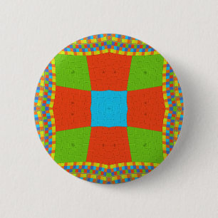 "Urban Quilt" European Geometric Pattern Art 6 Cm Round Badge