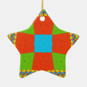 "Urban Quilt" European Geometric Pattern Art Ceramic Tree Decoration