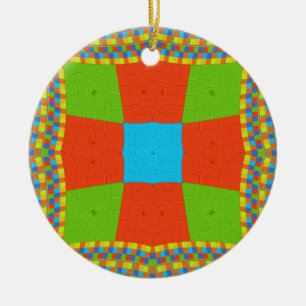 "Urban Quilt" European Geometric Pattern Art Ceramic Tree Decoration