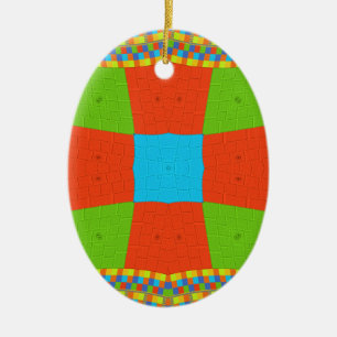 "Urban Quilt" European Geometric Pattern Art Ceramic Tree Decoration
