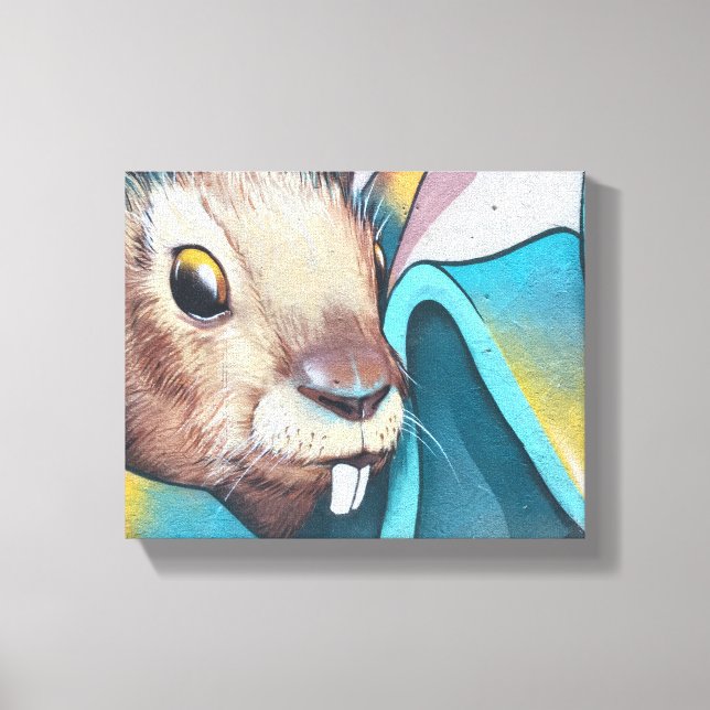 Urban Rabbit Art Urban Art Mural Bunny Rabbit Mura Canvas Print (Front)