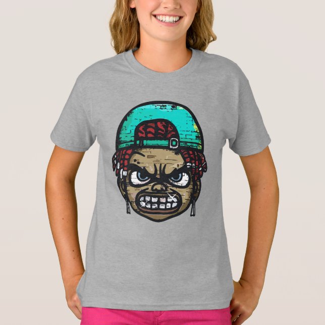 Urban Rebel: Graffiti Style Face T-Shirt (Front)