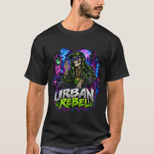 Urban Rebel Neon Skeleton Shirt, Cyberpunk Synthwa T-Shirt
