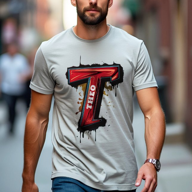 Urban Rebellion: Customisable Bold "T" Graffiti T-Shirt (Creator Uploaded)