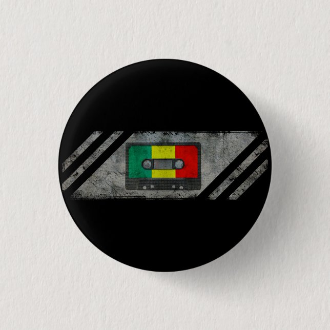 Urban reggae cassette 3 cm round badge (Front)
