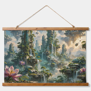 Urban Renewal Futuristic Post Apocalyptic City Hanging Tapestry