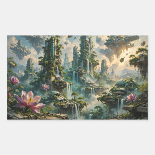 Urban Renewal Futuristic Post Apocalyptic City Rectangular Sticker