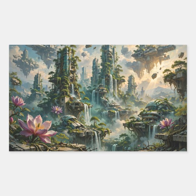 Urban Renewal Futuristic Post Apocalyptic City  Rectangular Sticker (Front)