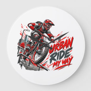 Urban Ride My Way – Extreme City Mountain Biking Large Clock