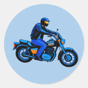 🏍️ Urban Rider Motion Style Motorcycle Graphic  Classic Round Sticker