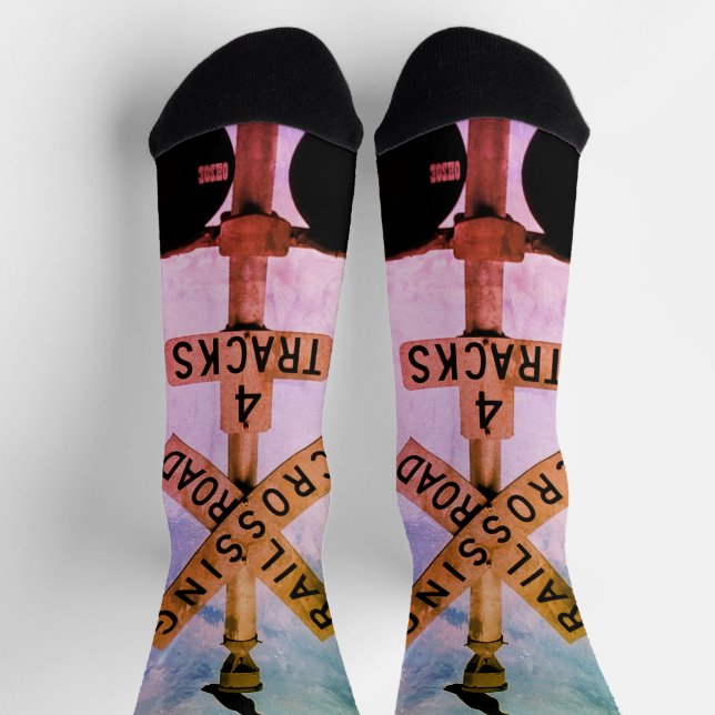 Urban Rustic Muted Colour Crow Crew Socks (Top)