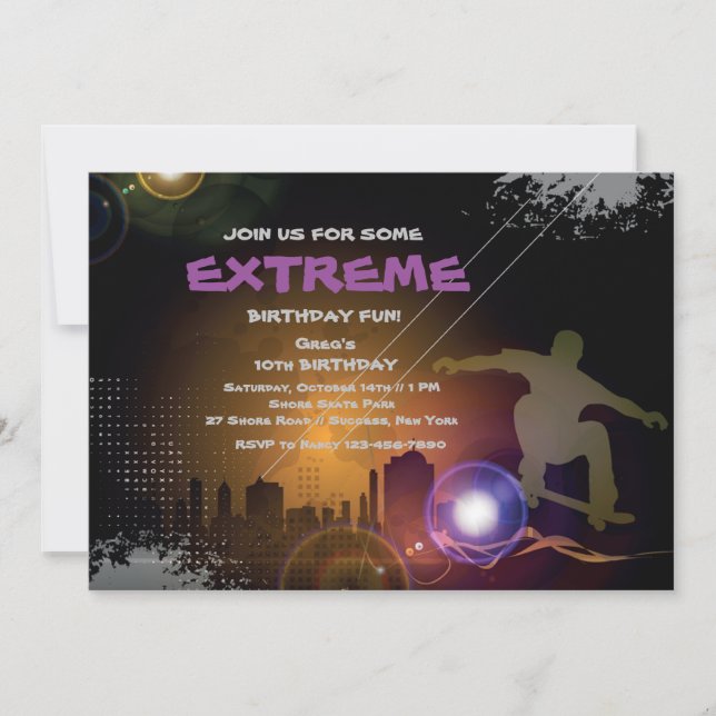 Urban Skateboarder Invitation (Front)