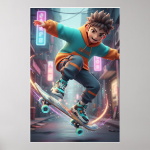 Urban Skater Kid – Street Style Poster Art