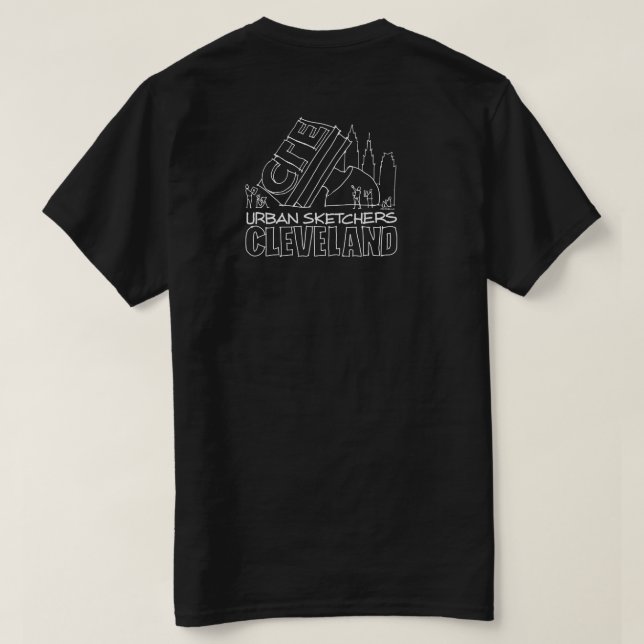 Urban Sketchers Cleveland Black T-Shirt - Men's (Design Back)