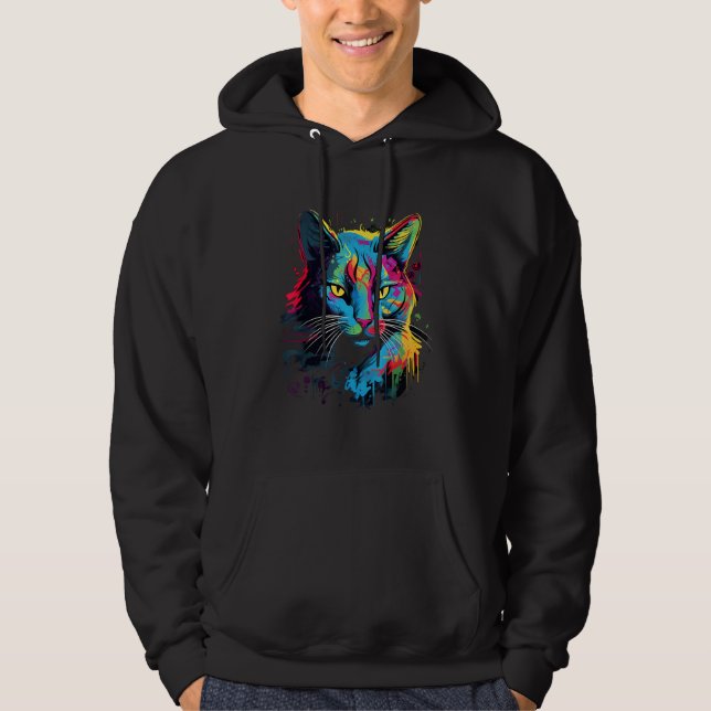 Urban Sketches of Feline Street Art Cat Drawing Hoodie (Front)