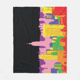 Urban Skyline: Night Rainbow Decor. Fleece Blanket
