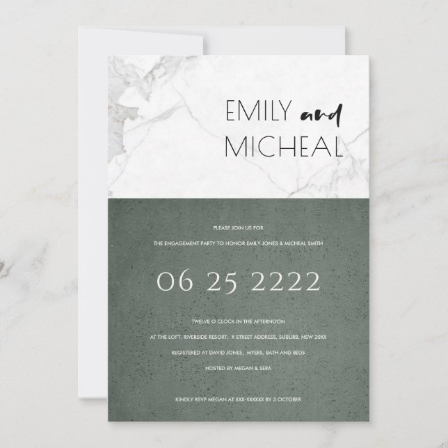 URBAN STONE GREY MARBLE ENGAGEMENT PARTY INVITE (Front)