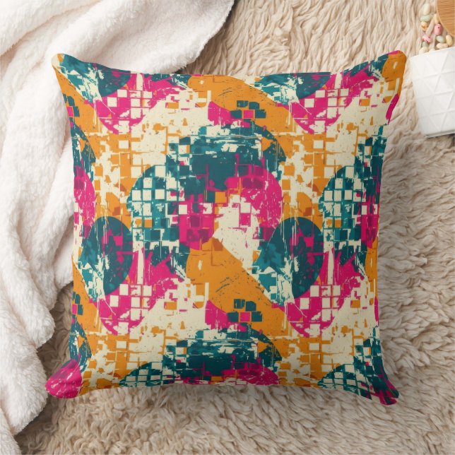 Urban Street Art Abstract Colour Block Pattern Cushion (Blanket)