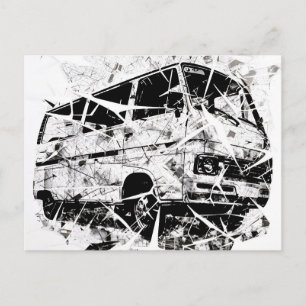 Urban Street Art Abstract Shattered Vintage Van Announcement Postcard