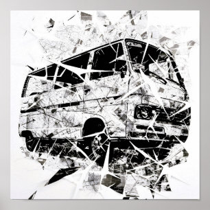 Urban Street Art Abstract Shattered Vintage Van Poster
