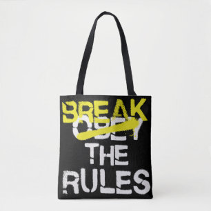 Urban street art break the rules stencil graffiti  tote bag