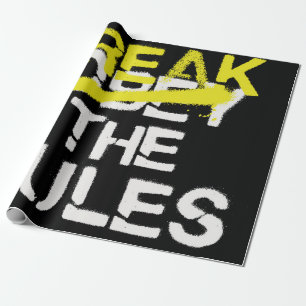 Urban street art break the rules stencil graffiti  wrapping paper