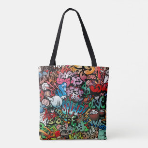 Urban street art Graffiti characters pattern Tote Bag