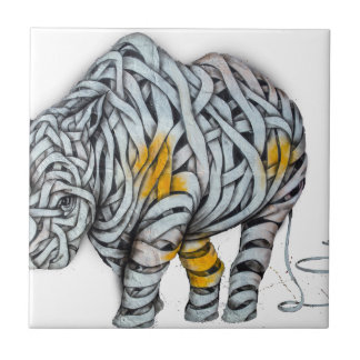 Urban Street Art: Ribbon Rhinoceros Tile