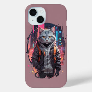 Urban Street Cat Design iPhone 15 Case